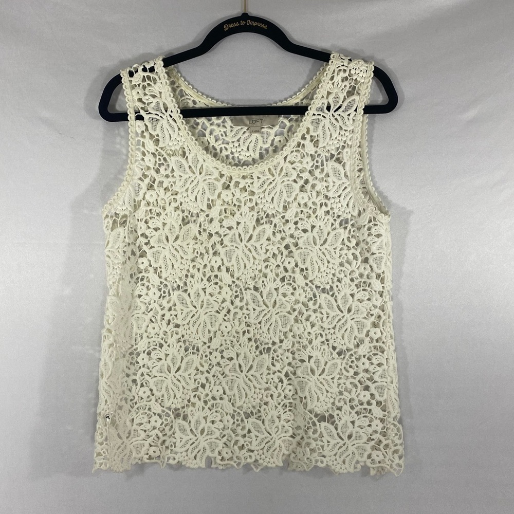 𝅺ann Taylor LOFT Crochet Boho 100% Cotton Tank